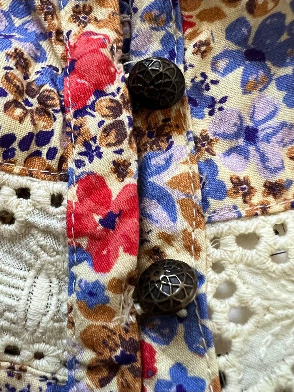 NWT Free People Kiana Floral Eyelet Peplum Tank Smocked Boho Top Small - Picture 9 of 16